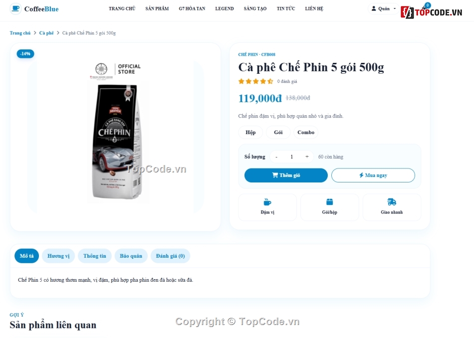 website,web bán sản phẩm,website bán cà phê